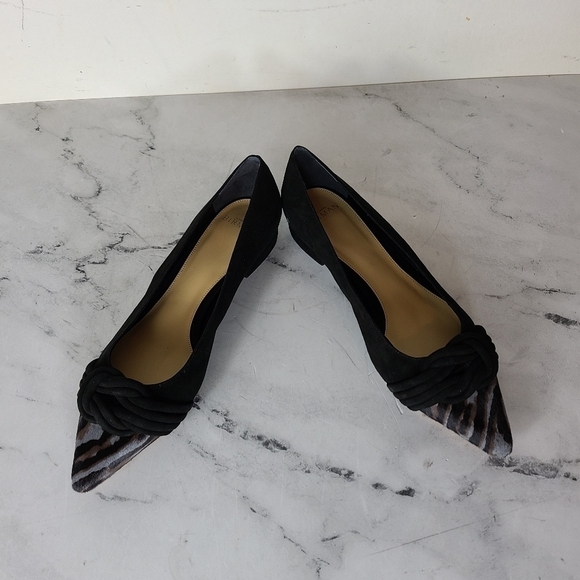 Alexandre Birman Vicky Black Leopard Pony Hair Pointed Toe Flats 7 NWT - Picture 7 of 9